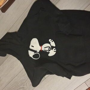 Snoopy Sweatshirt Hoodie Embroidered Black XXL EUC Comfy Casual Peanuts